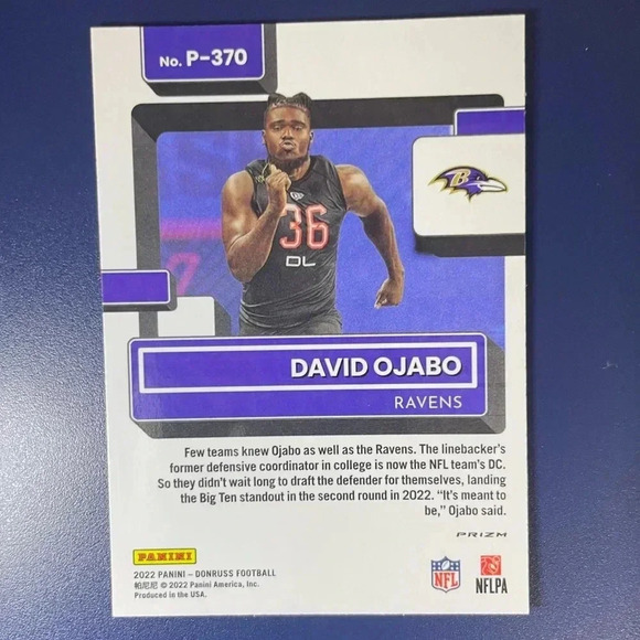 David Ojabo Rated Rookie Red Green Prizm Baltimore Ravens 2022 Panini Optic - Picture 2 of 2
